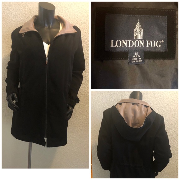 LONDON FOG HOODED TRENCH RAINCOAT - Picture 1 of 11